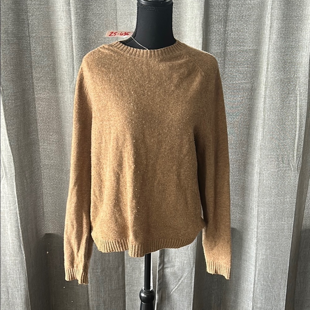 Topman Tan Crewneck Sweater Soft Knit Ribbed